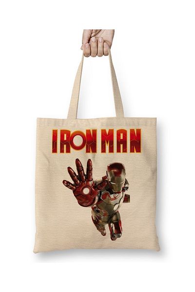 Baskı Dükkanı Geantă din pânză Iron Man 02 Mâner lung