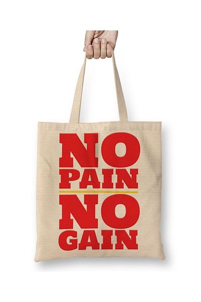 Baskı Dükkanı No Pain No Gain υφασμάτινη τσάντα με μακριά λαβή