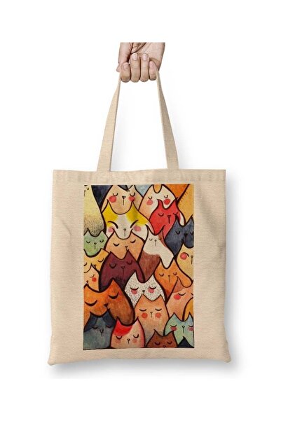 Baskı Dükkanı Cute Cats Cats υφασμάτινη τσάντα με μακριά λαβή