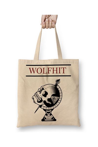 Baskı Dükkanı Υφασμάτινη τσάντα Wolfhit Cranio Sabio με μακριά λαβή