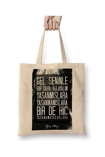 Baskı Dükkanı Υφασμάτινη τσάντα Oğuz Atay με μακριά λαβή