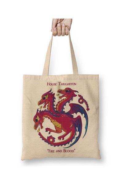 Baskı Dükkanı Υφασμάτινη τσάντα Targaryen με μακριά λαβή