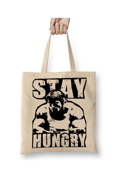 Baskı Dükkanı Arnold Stay Hungry υφασμάτινη τσάντα με μακριά λαβή