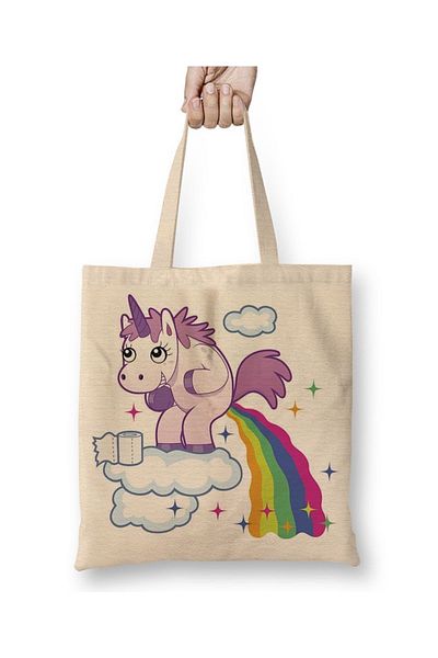 Baskı Dükkanı Unicorn 01 - Υφασμάτινη τσάντα με μακριά λαβή