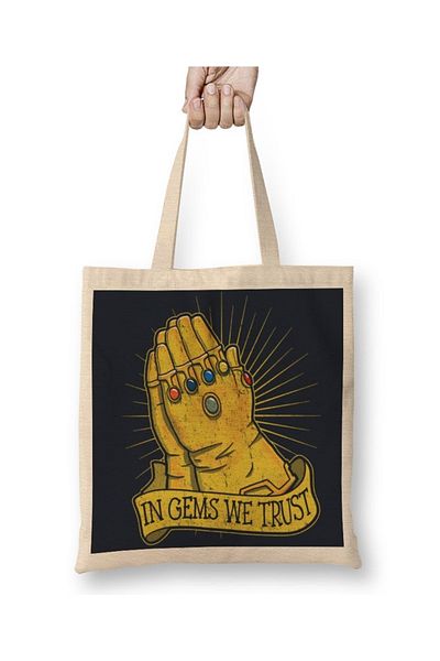 Baskı Dükkanı Geantă din pânză Infinity War The Mad Titan cu mâner lung