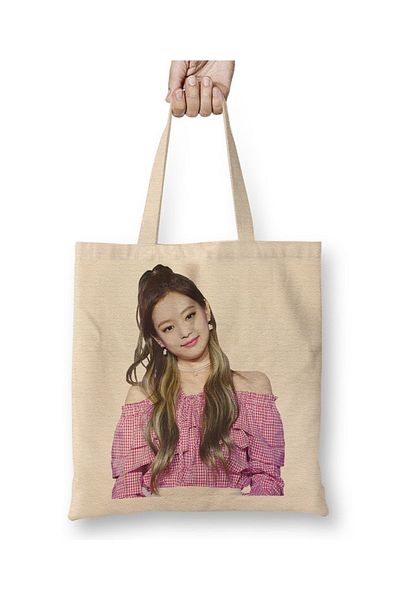 Baskı Dükkanı Geantă din pânză Blackpink Jennie 03 cu mâner lung