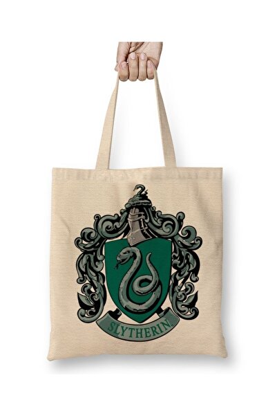 Baskı Dükkanı Υφασμάτινη τσάντα Slytherin Harry Potter Poudlard με μακριά λαβή