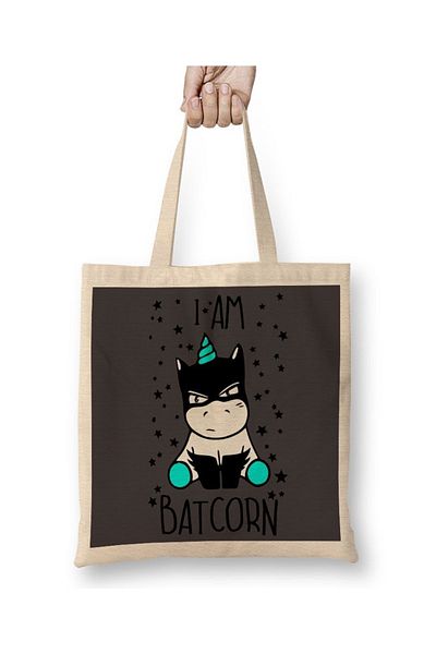Baskı Dükkanı Υφασμάτινη τσάντα Unicorn Batcorn 05 με μακριά λαβή