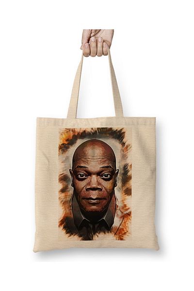 Baskı Dükkanı Geantă din pânză Samuel L Jackson cu mâner lung