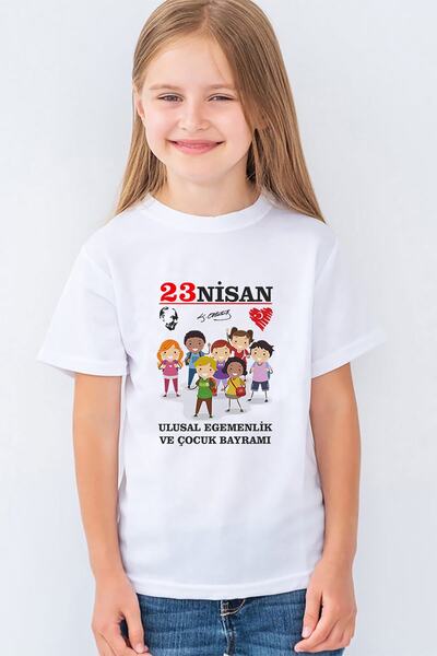 Morinna İm 23 Nisan Atatürk Baskılı Unisex Çocuk Tişört T-shirt Mr-06