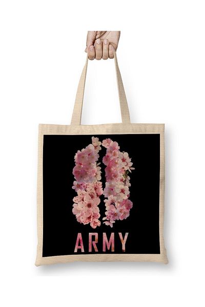 Baskı Dükkanı Geantă din pânză Bts Army Kpop cu mâner lung