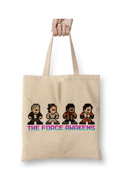 Baskı Dükkanı The Force Awakens 8 Bits υφασμάτινη τσάντα με μακριά λαβή