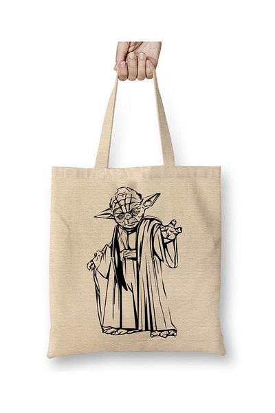 Baskı Dükkanı Geantă din pânză Yoda Tracos cu mâner lung