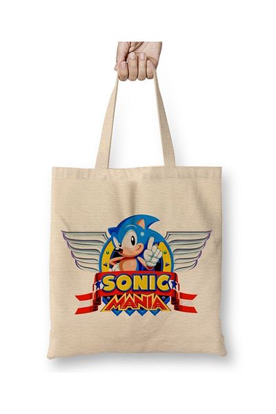Baskı Dükkanı Geantă din pânză Sonic Mania cu mâner lung