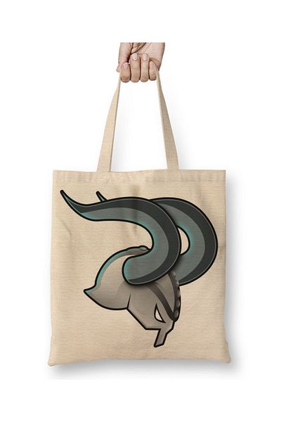 Baskı Dükkanı Υφασμάτινη τσάντα Viking Helm με μακριά λαβή