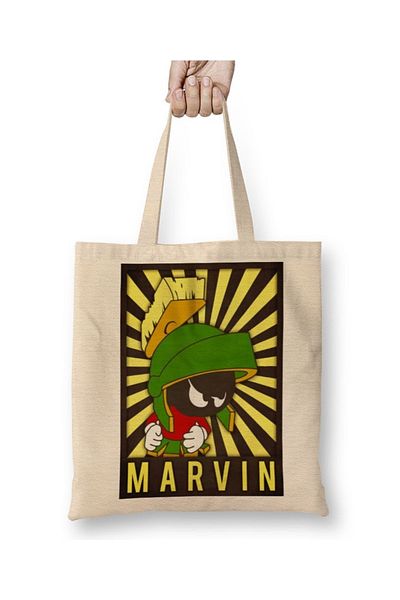 Baskı Dükkanı Υφασμάτινη τσάντα Martian Marvin με μακριά λαβή