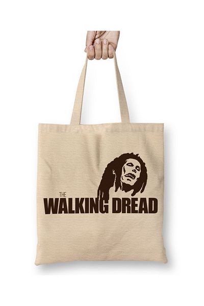Baskı Dükkanı The Walking Dread Marrom υφασμάτινη τσάντα με μακριά λαβή