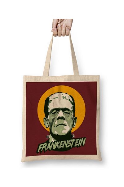 Baskı Dükkanı Υφασμάτινη τσάντα Frankenstein με μακριά λαβή