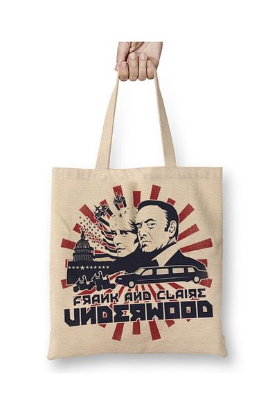 Baskı Dükkanı House Of Cards Frank And Claire υφασμάτινη τσάντα με μακριά λαβή