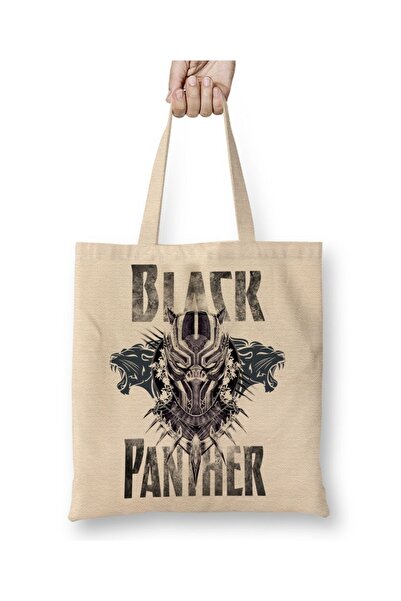 Baskı Dükkanı Μαύρη υφασμάτινη τσάντα Panther με μακριά λαβή