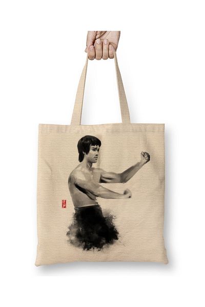 Baskı Dükkanı Υφασμάτινη τσάντα Bruce Lee με μακριά λαβή