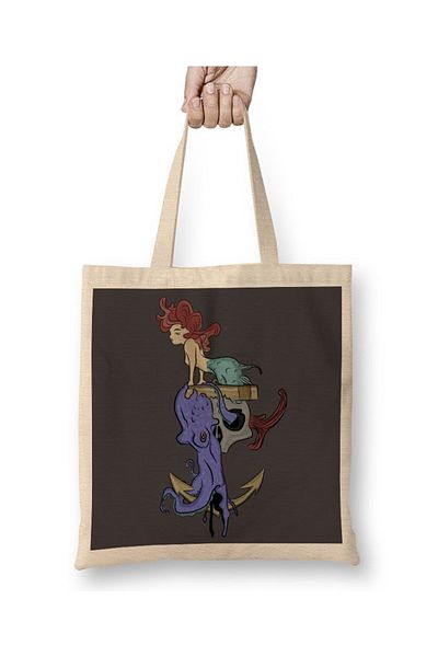 Baskı Dükkanı Υφασμάτινη τσάντα Mermaid με μακριά λαβή