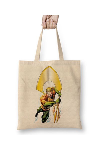 Baskı Dükkanı Geantă din pânză Aquaman Dc cu mâner lung