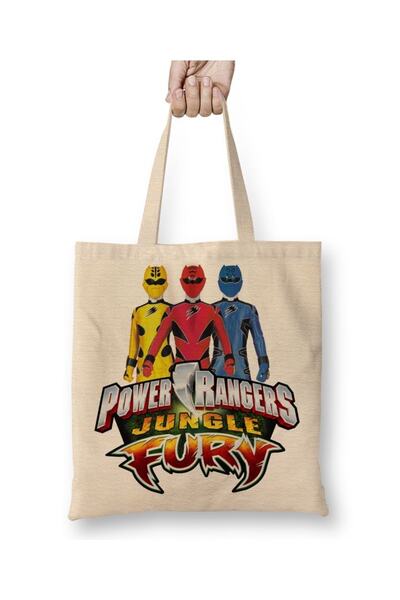 Baskı Dükkanı Power Rangers Jungle Fury Tkanina Torba Duga Sa ručkom