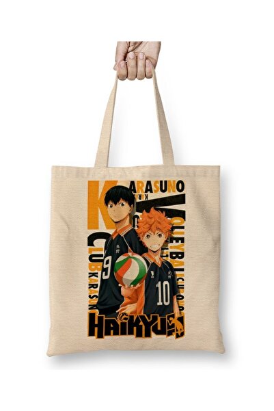 Baskı Dükkanı Haikyuu odbojkaška lopta Karasuno tkanina Torba duga Sa ručkom
