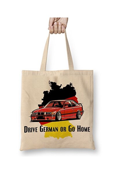 Baskı Dükkanı BMW Drive German Or Go Home Stanced Out E36 Crvena tkanina Torb...