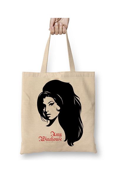 Baskı Dükkanı Geantă din pânză Amy Winehouse cu mâner lung