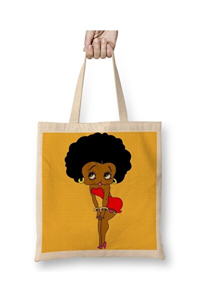 Baskı Dükkanı Betty Boop crna tkanina Torba duga Sa ručkom