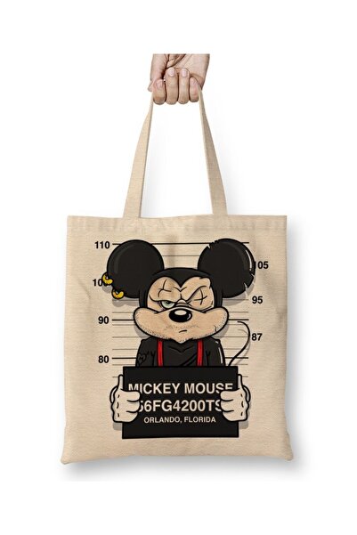 Baskı Dükkanı Τσάντα υφασμάτινη με μακριά λαβή με σχέδιο Μίκυ Μάους