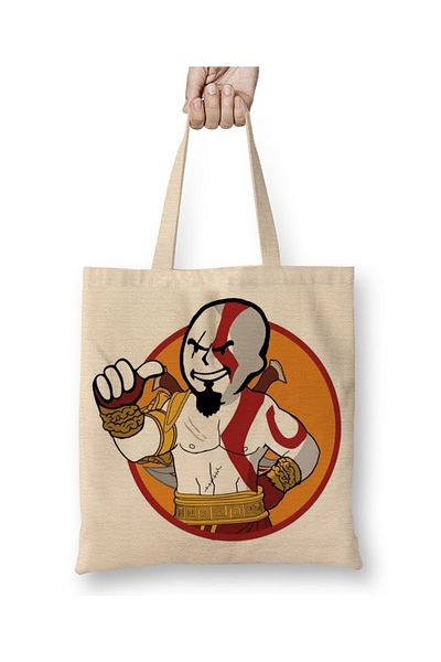 Baskı Dükkanı Geantă din pânză Kratos Vault Boy cu mâner lung