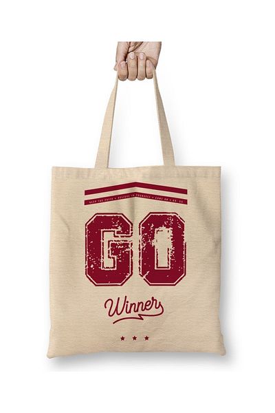 Baskı Dükkanı Go Winner Κόκκινη υφασμάτινη τσάντα με μακριά λαβή