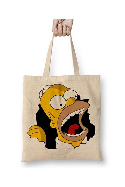 Baskı Dükkanı Geantă din pânză Homer Simpson cu mâner lung