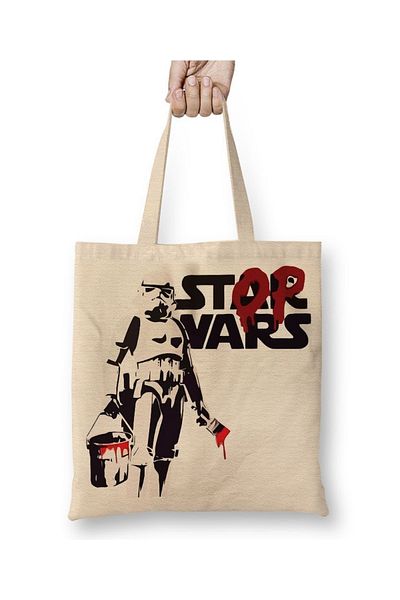 Baskı Dükkanı Geantă din pânză Star Wars Stop Wars cu mâner lung