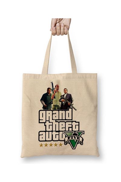Baskı Dükkanı Υφασμάτινη τσάντα Gta 5 Estrelas με μακριά λαβή