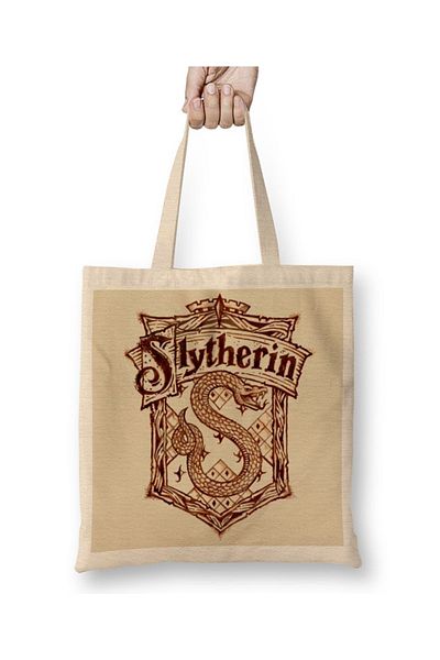 Baskı Dükkanı Geantă din pânză Slytherin Slytherin cu mâner lung