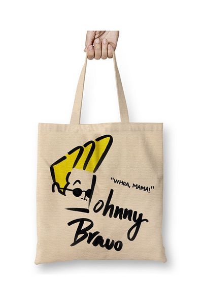 Baskı Dükkanı Geantă din pânză Johnny Bravo cu mâner lung