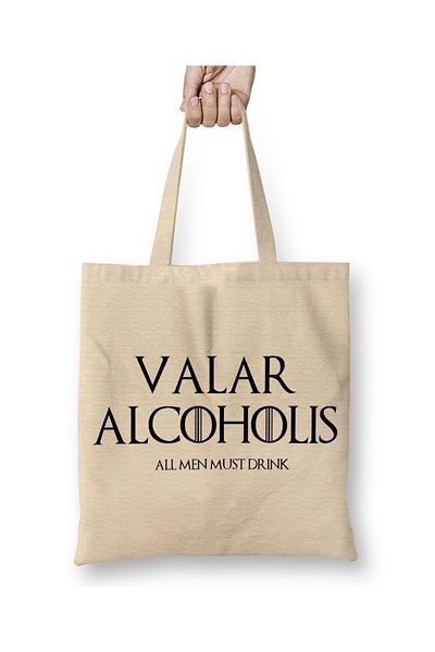 Baskı Dükkanı Υφασμάτινη τσάντα Valar Alcoholis με μακριά λαβή