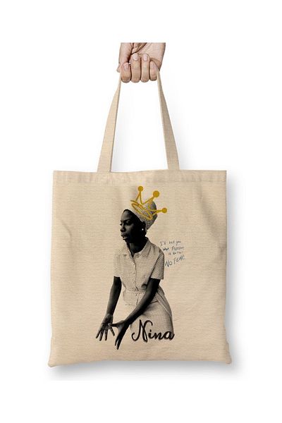 Baskı Dükkanı Υφασμάτινη τσάντα Nina Simone με μακριά λαβή