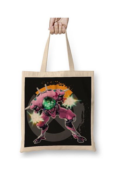 Baskı Dükkanı Overwatch One Fanart D Va υφασμάτινη τσάντα με μακριά λαβή