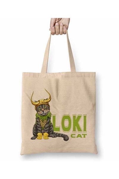 Baskı Dükkanı Υφασμάτινη τσάντα Loki Cat Cat με μακριά λαβή