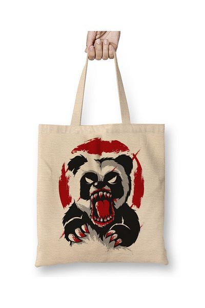 Baskı Dükkanı Επικίνδυνη υφασμάτινη τσάντα Panda με μακριά λαβή
