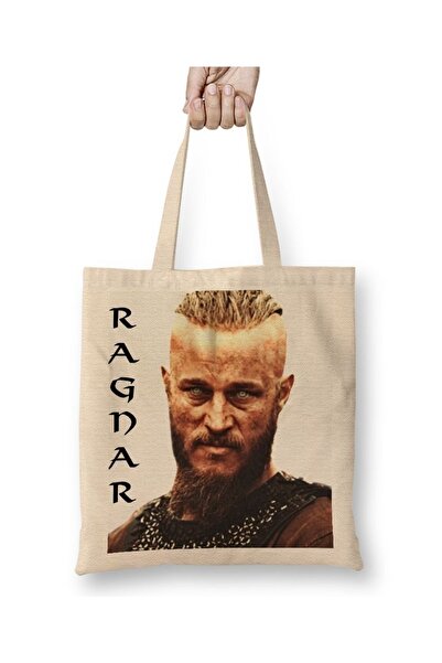 Baskı Dükkanı Vikings Ragnar tkanina Torba duga Sa ručkom