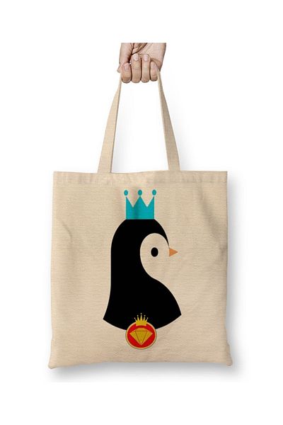 Baskı Dükkanı Geantă din pânză Pinguim Penguin cu mâner lung