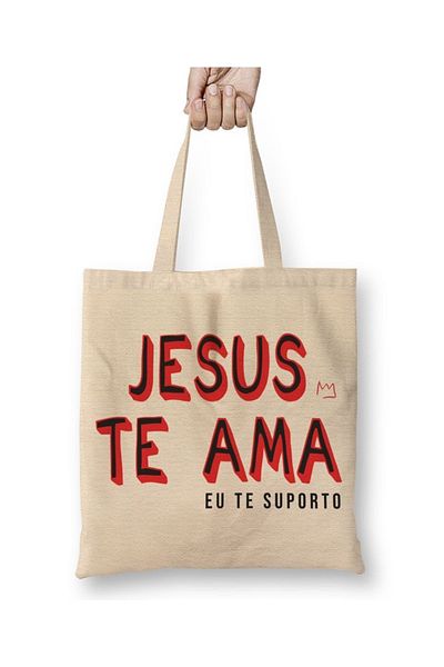 Baskı Dükkanı Lion Jesus Te Ama υφασμάτινη τσάντα με μακριά λαβή