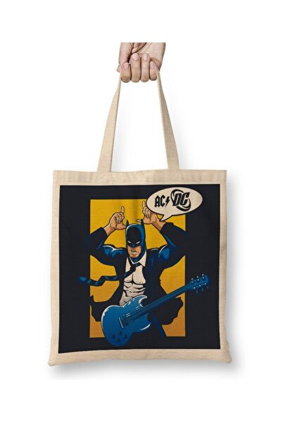 Baskı Dükkanı AC DC rok gitara Batman tkanina Torba duga Sa ručkom