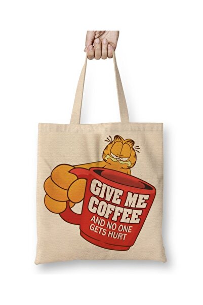 Baskı Dükkanı Garfield Daj mi kafu Garfield Daj mi kafu Tkanina Torba Duga Sa...